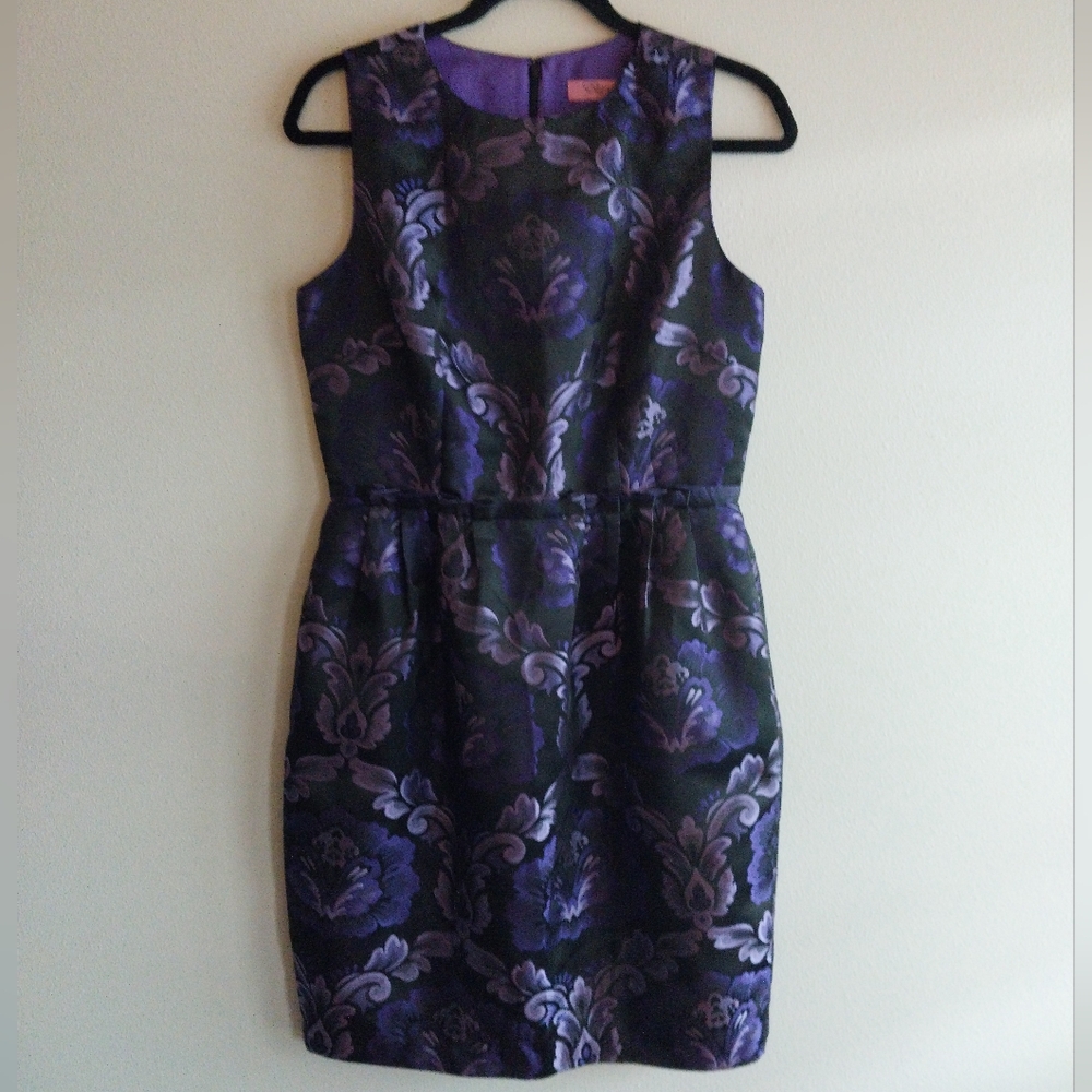 Eliza J New York Purple Damask Floral Sleeveless Jacquard Sheath Dress NWOT